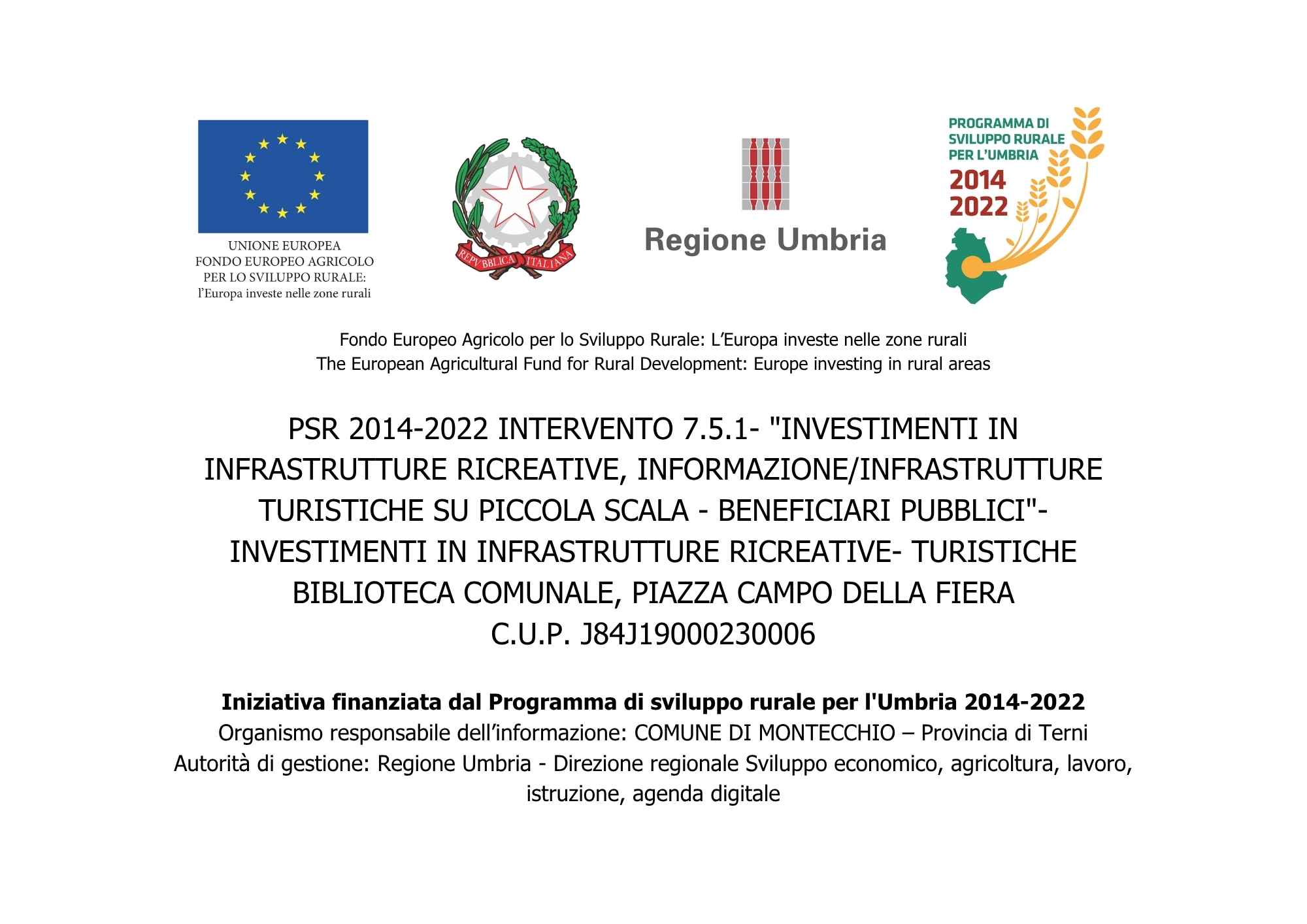 Pannello istituzionale con i contenuti del finanziamento FEASR